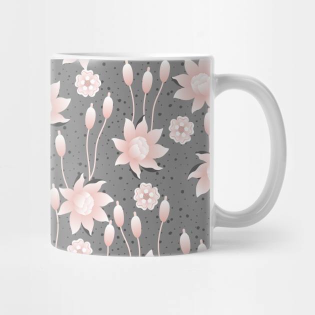 Lotus Flowers on Grey Background by Farissa